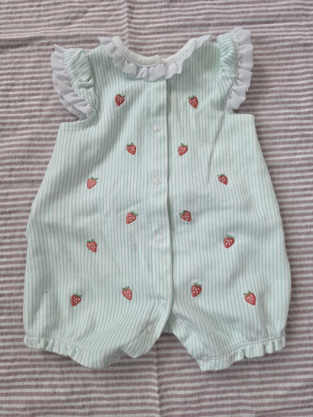 Little Me Strawberry Embroidered Bubble Romper | 6M